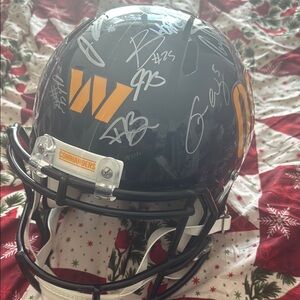 Autographed Football Helmet with Yellow Logo